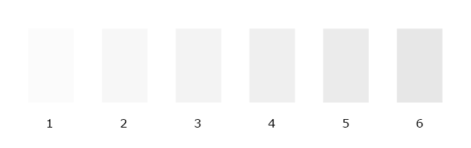 Настройка контрастности: 6 светло-серых прямоугольников на белом фоне